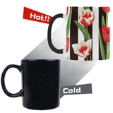 red and white tulips pattern Morphing Mug Heat Changing Mug