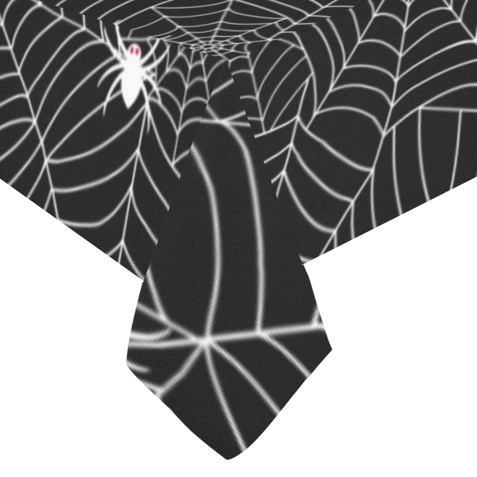 Spider web design pattern Black background white c Tablecloth