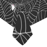 Spider web design pattern Black background white c Tablecloth