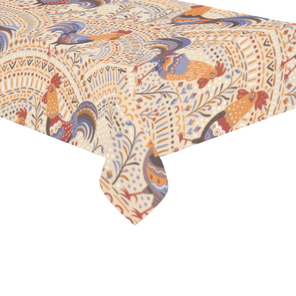 Cute rooster chicken cock floral ornament backgrou Tablecloth