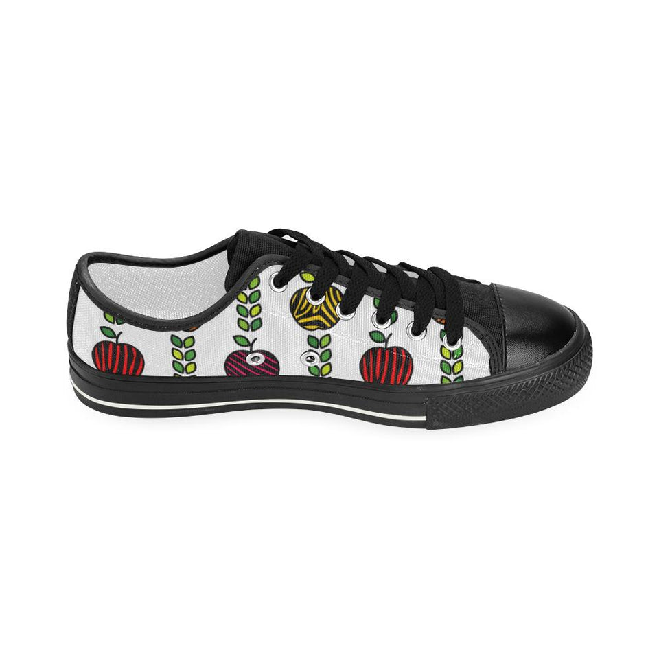 colorful apples leave zebra stripe Kids' Boys' Girls' Low Top Canvas Shoes Black
