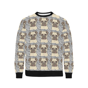 Happy pug pattern Men's Crew Neck Sweatshirt