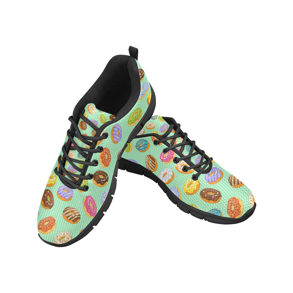 Colorful donut pattern green background Men's Sneaker Shoes
