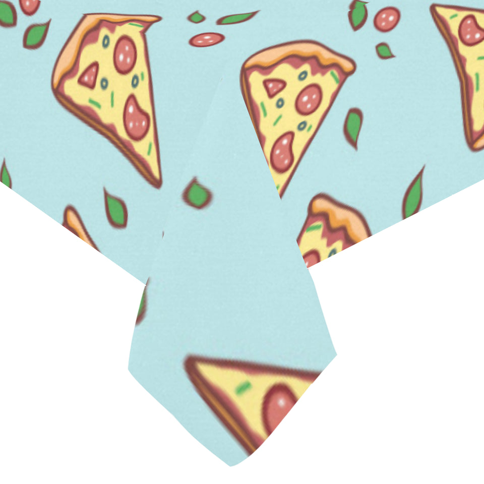 Hand drawn pizza blue background Tablecloth