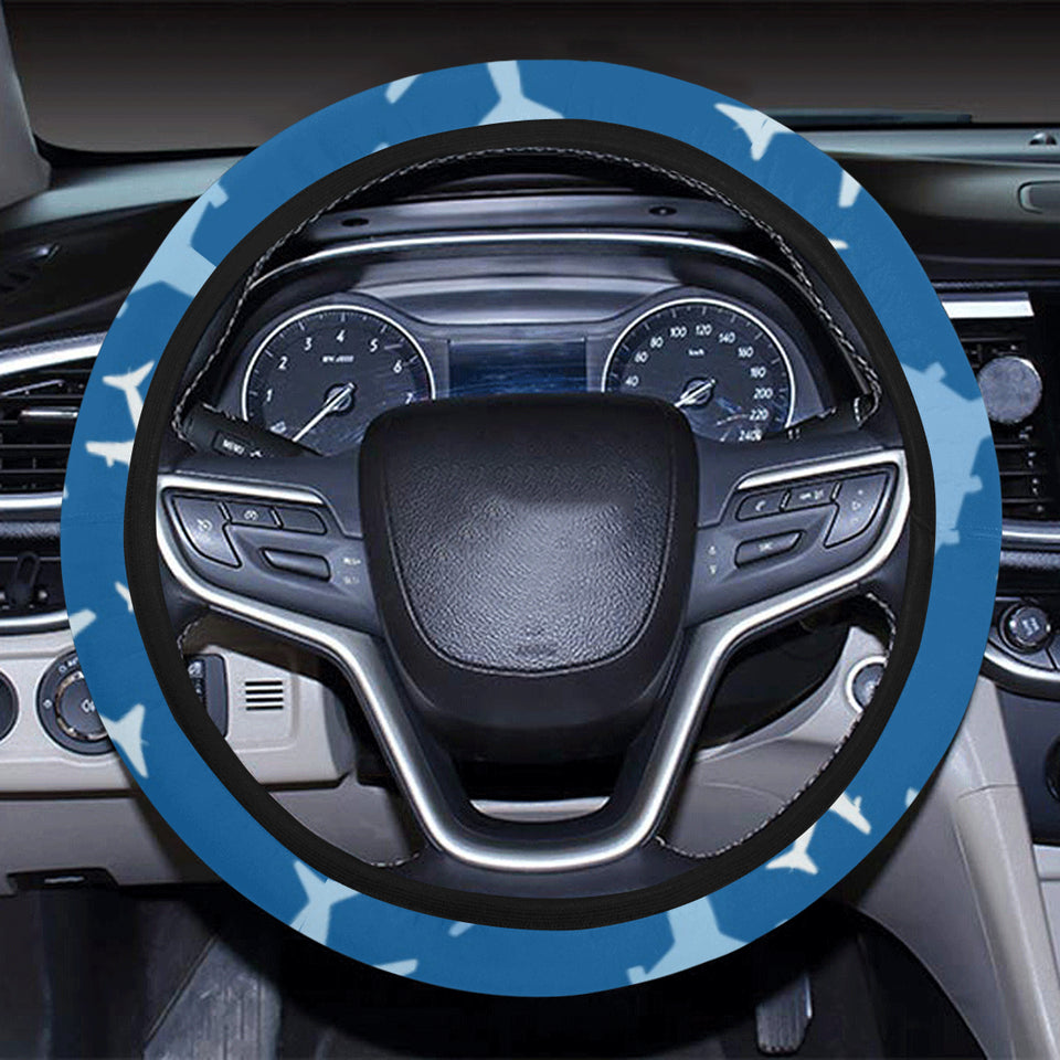 Airplane pattern in the sky Car Steering Wheel Cover
