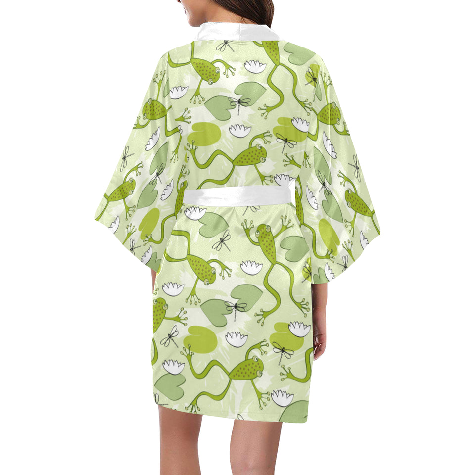 Cute frog dragonfly pattern Women's Short Kimono Robe