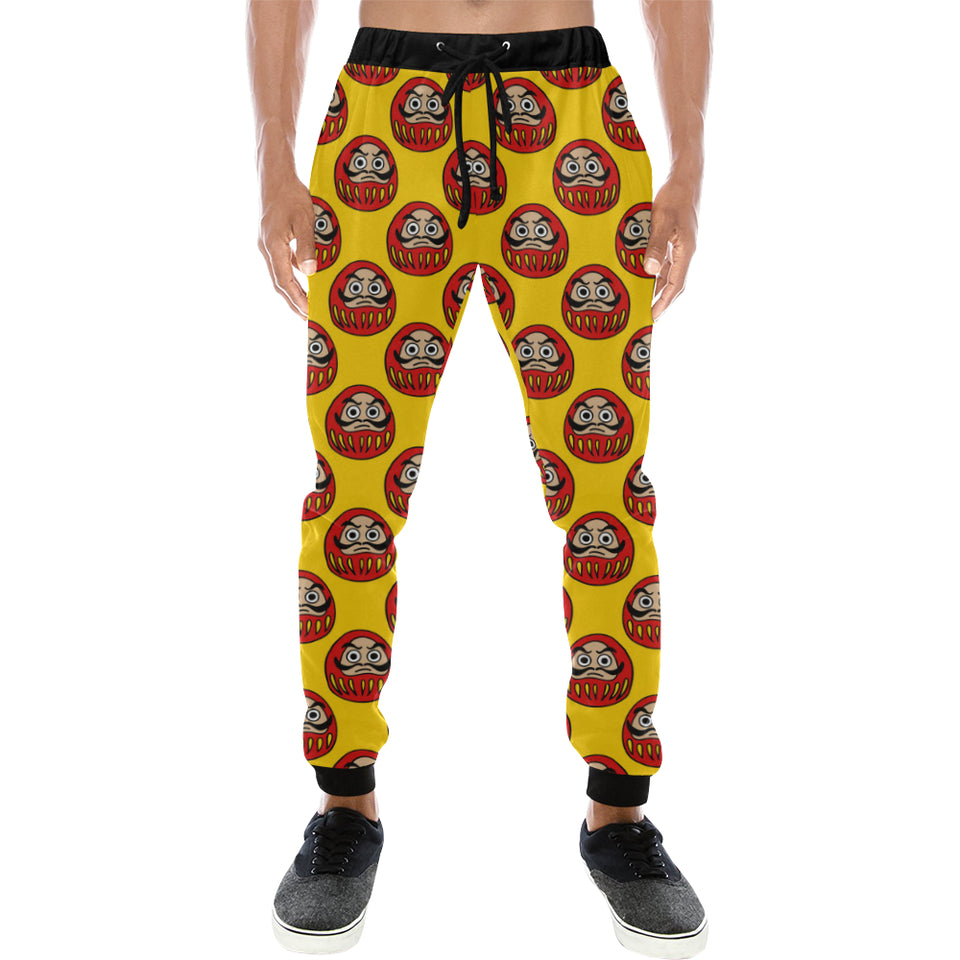 Daruma japanese wooden doll yellow background Unisex Casual Sweatpants
