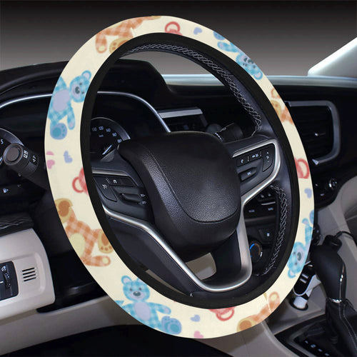 Teddy Bear Pattern Print Design 05 Car Steering Wheel Cover