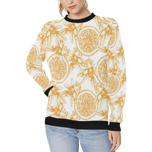 hand drawn orange fruit pattern Women's Crew Neck Sweatshirt