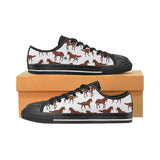 Horses running pattern background Men's Low Top Canvas Shoes Black