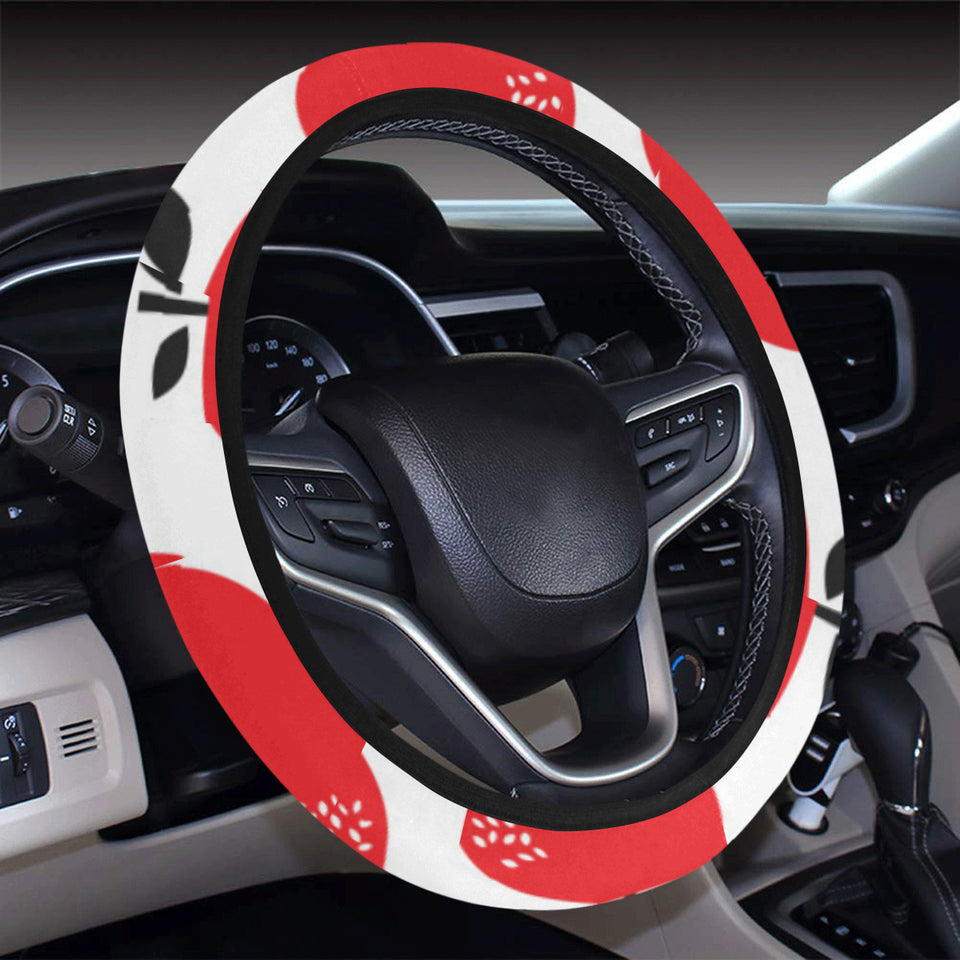 red apples white background Car Steering Wheel Cover
