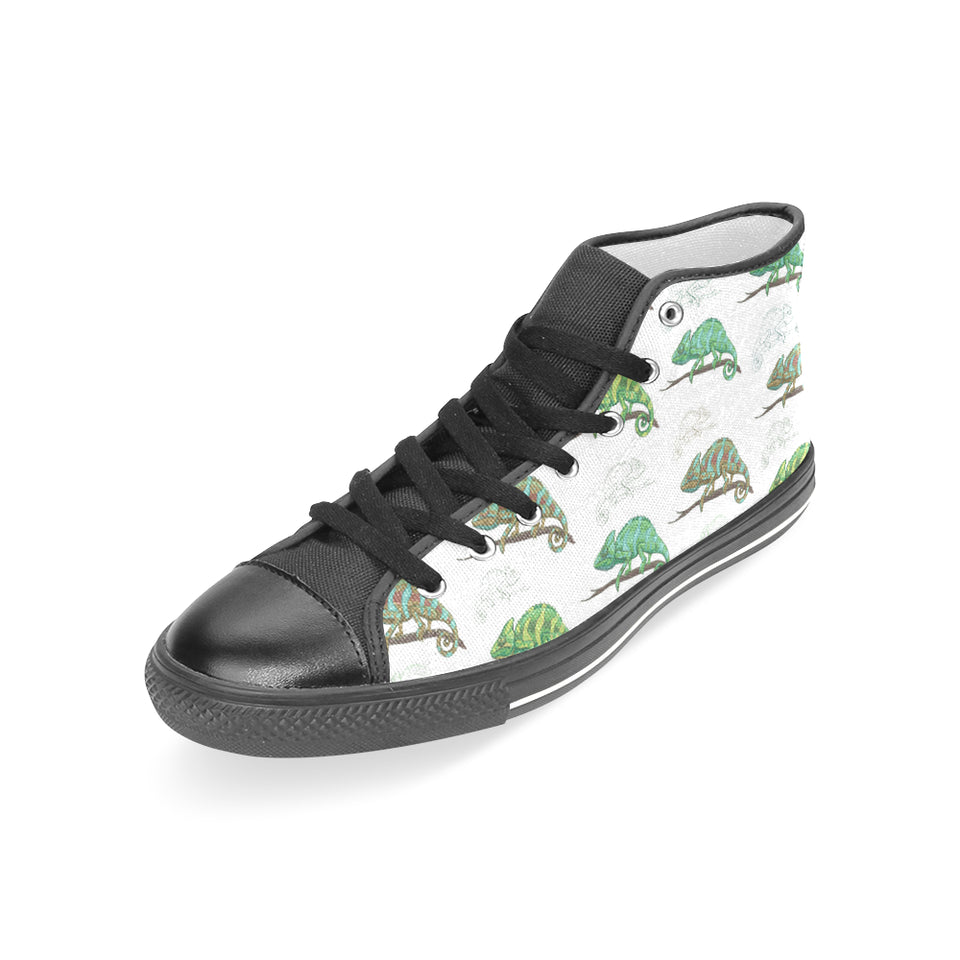 Chameleon lizard pattern Women's High Top Canvas Shoes Black