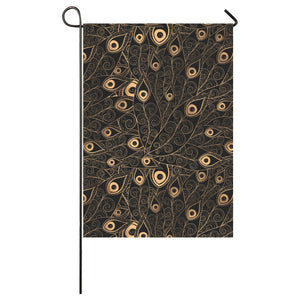 Gold peacock feather pattern House Flag Garden Flag