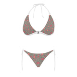 Red gold Sakura cherry blossom gray background Sexy Bikinis Two-Piece Swimsuits