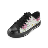 Hand drawn butterfly rose Men's Low Top Canvas Shoes Black