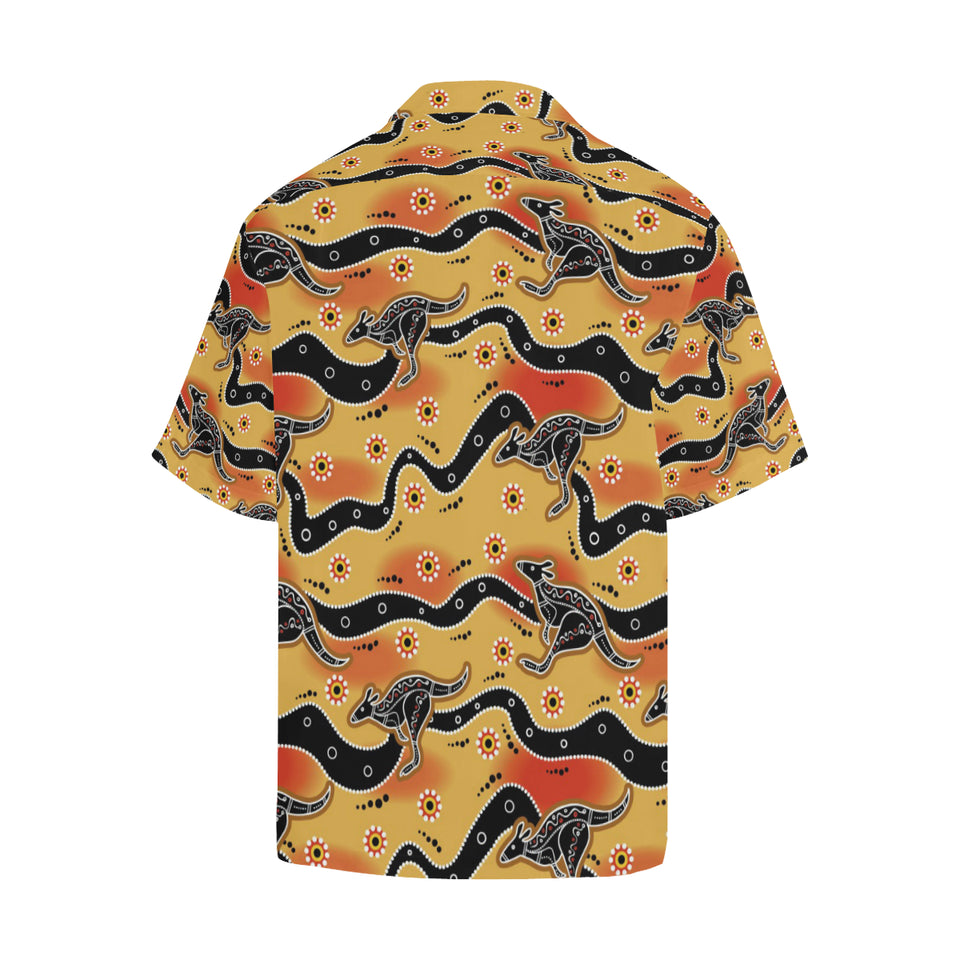 Kangaroo Australian aboriginal art pattern Men's All Over Print Hawaiian Shirt