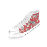 Zebra abstract red background Women's High Top Canvas Shoes White