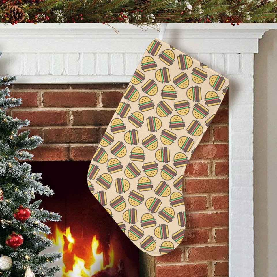 Hamburger Pattern Print Design 01 Christmas Stocking