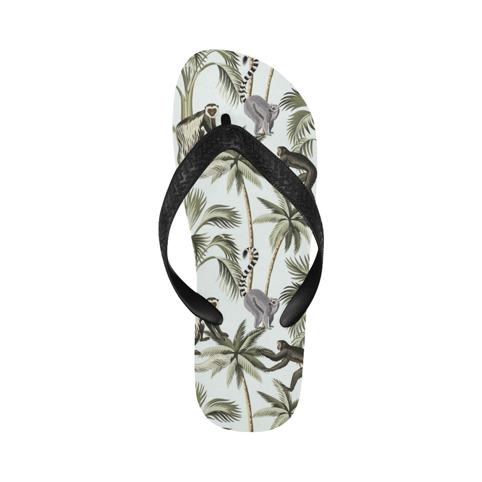 Monkey sloth lemur palm trees pattern Unisex Flip Flops