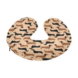 Dachshund floral background U-Shaped Travel Neck Pillow