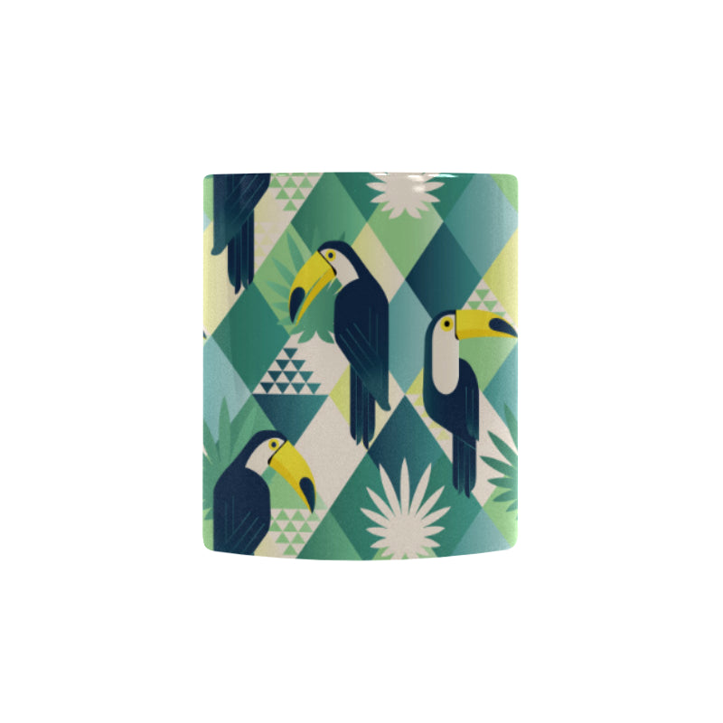 Toucan tropical leaves design pattern Morphing Mug Heat Changing Mug