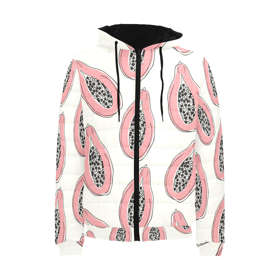 papaya pattern Men's Padded Hooded Jacket
