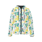 Cute parrot toucan flamingo cactus exotic leaves p Women's Padded Hooded Jacket