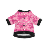 Beautiful dragonfly pink background All Over Print Pet Dog Round Neck Fuzzy Shirt