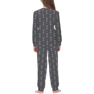 Engine Piston Black Background Pattern Design 02 Kids' Boys' Girls' All Over Print Pajama Set