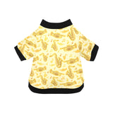Saxophone cornet pattern yellow background All Over Print Pet Dog Round Neck Fuzzy Shirt