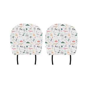 Cute cartoon dinosaurs tree pattern Car Headrest Cover