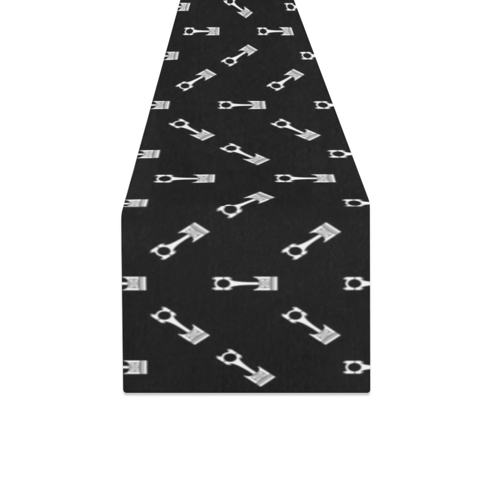 Engine Piston Black Theme Pattern Print Design 03 Table Runner