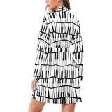 Piano Pattern Print Design 03 Women's Long Sleeve Belted Night Robe