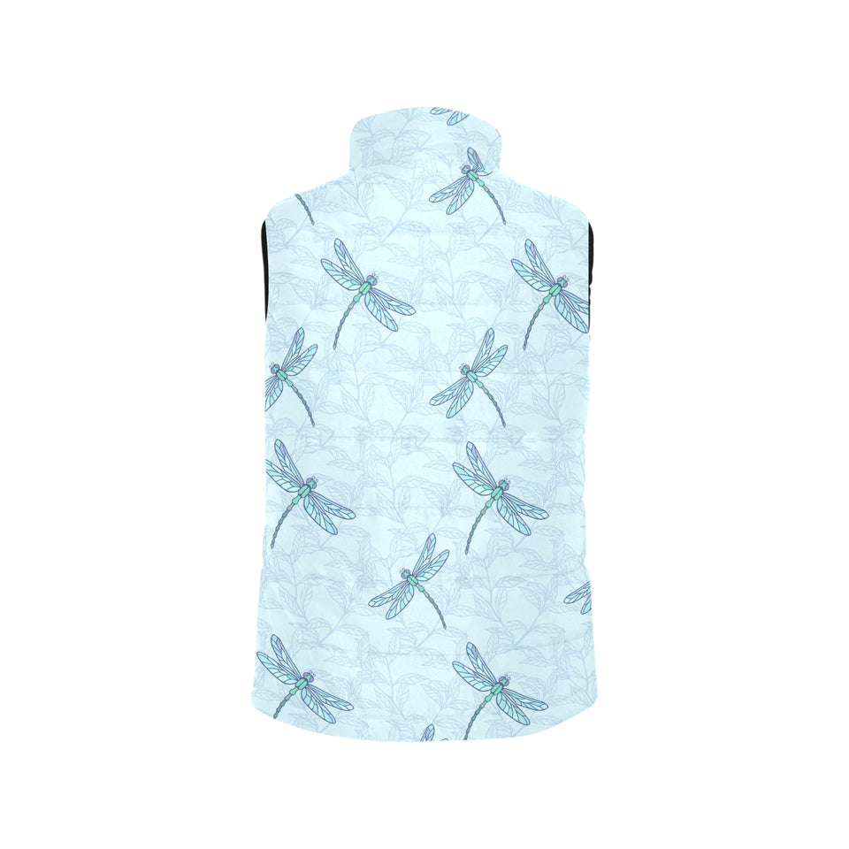 Dragonfly pattern blue background Women's Padded Vest