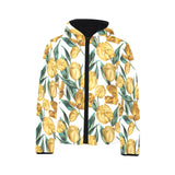 yellow tulips pattern Kids' Boys' Girls' Padded Hooded Jacket