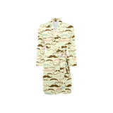 Mustache Beard Pattern Print Design 01 Men's Long Sleeve Belted Night Robe