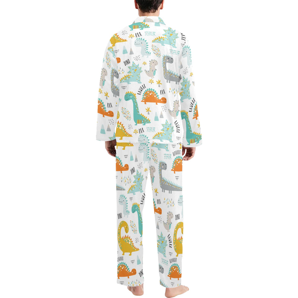 Cute funny kids dinosaurs pattern Men's Long Pajama Set