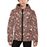 Coffee bean flower pattern Kids' Boys' Girls' Padded Hooded Jacket