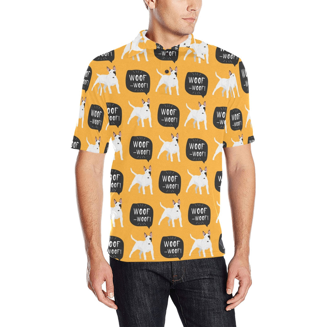 Bull Terrier Pattern Print Design 03 Men's All Over Print Polo Shirt