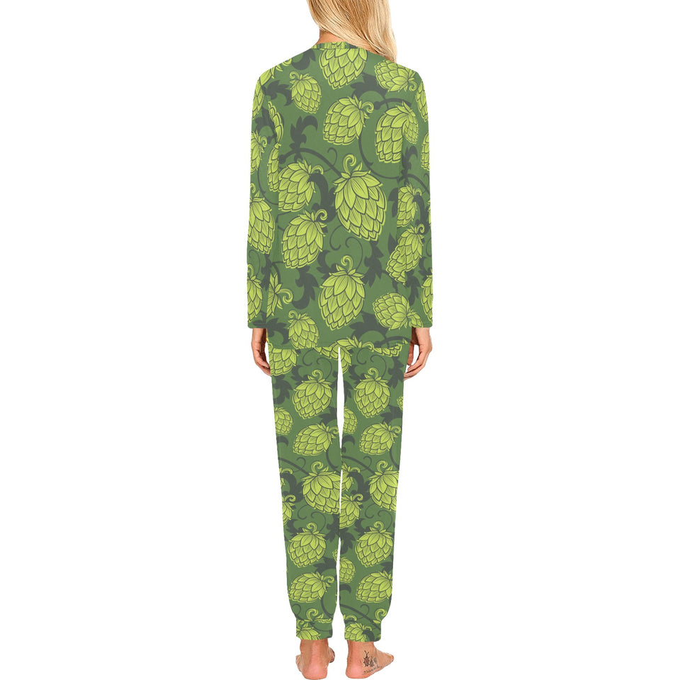 Hop pattern Hop cone background Women's All Over Print Pajama Set