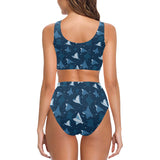 Stingray Pattern Print Design 04 Chest Bowknot High Waisted Bikini Swimsuit