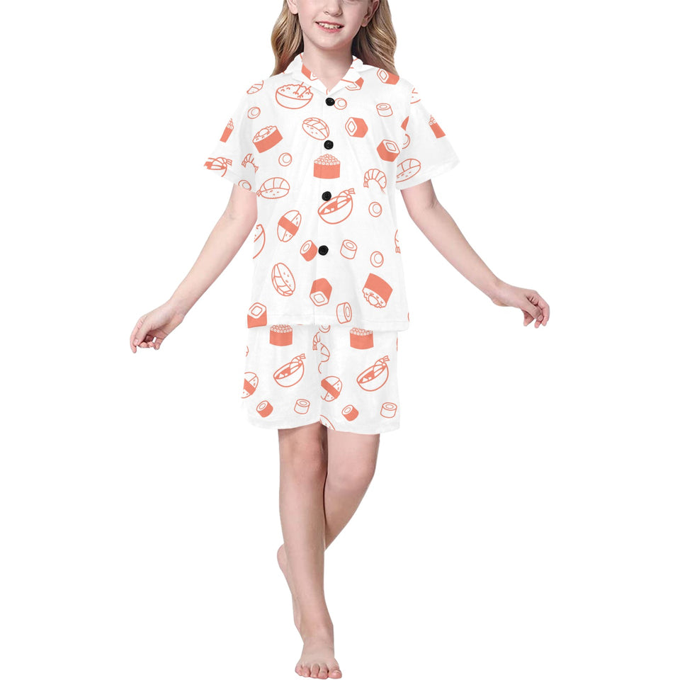 Sushi pattern Kids' Boys' Girls' V-Neck Short Pajama Set