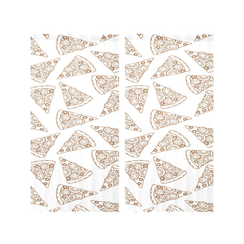 Hand drawn pizza pattern Gauze Curtain