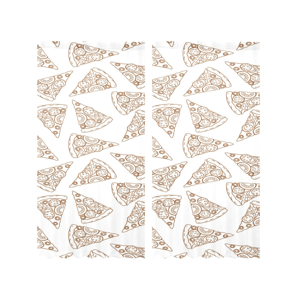Hand drawn pizza pattern Gauze Curtain