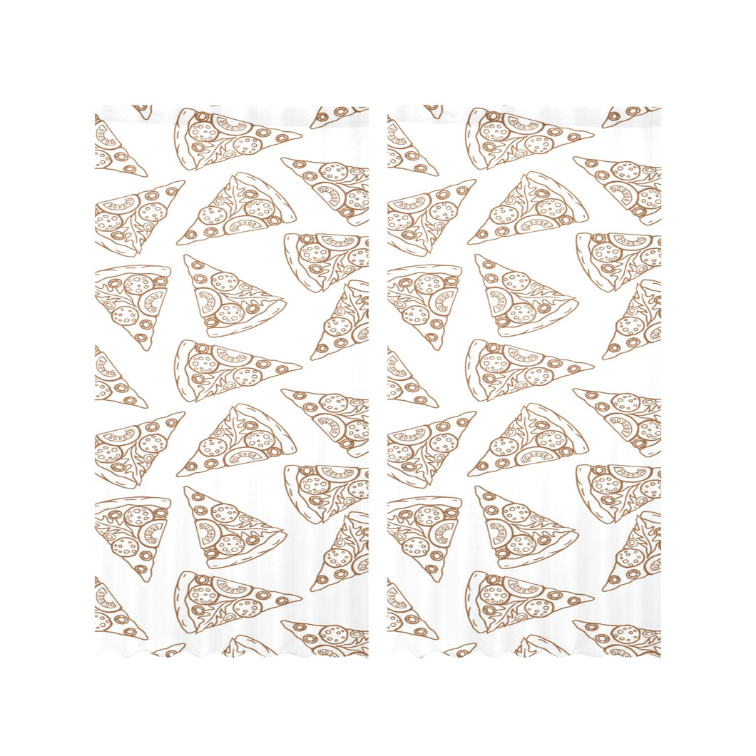 Hand drawn pizza pattern Gauze Curtain