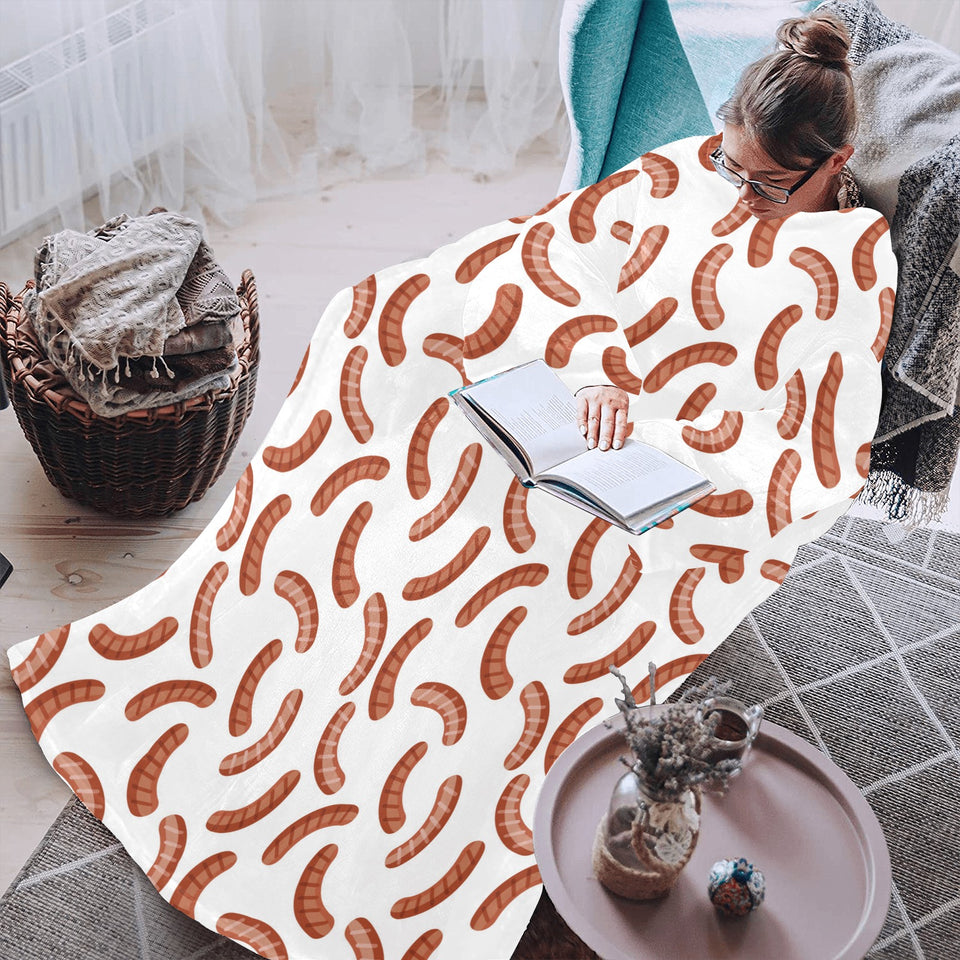 Sausage Pattern Print Design 04 Blanket Robe with Sleeves