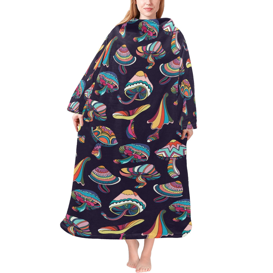 Colorful mushroom pattern Blanket Robe with Sleeves