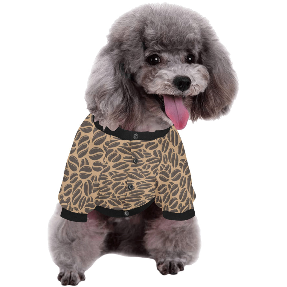 Coffee bean on brown background All Over Print Pet Dog Round Neck Fuzzy Shirt