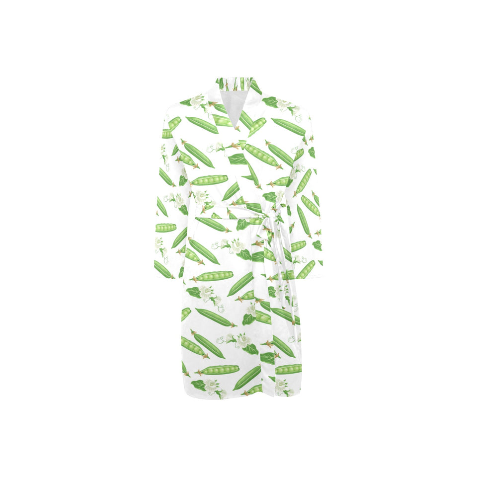 Green Peas Pattern Print Design 04 Men's Long Sleeve Belted Night Robe