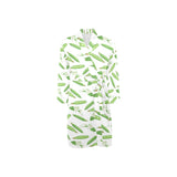Green Peas Pattern Print Design 04 Men's Long Sleeve Belted Night Robe